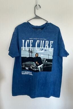 Ice Cube Today Was a Good Day Blue Wash Graphic T-shirt -L